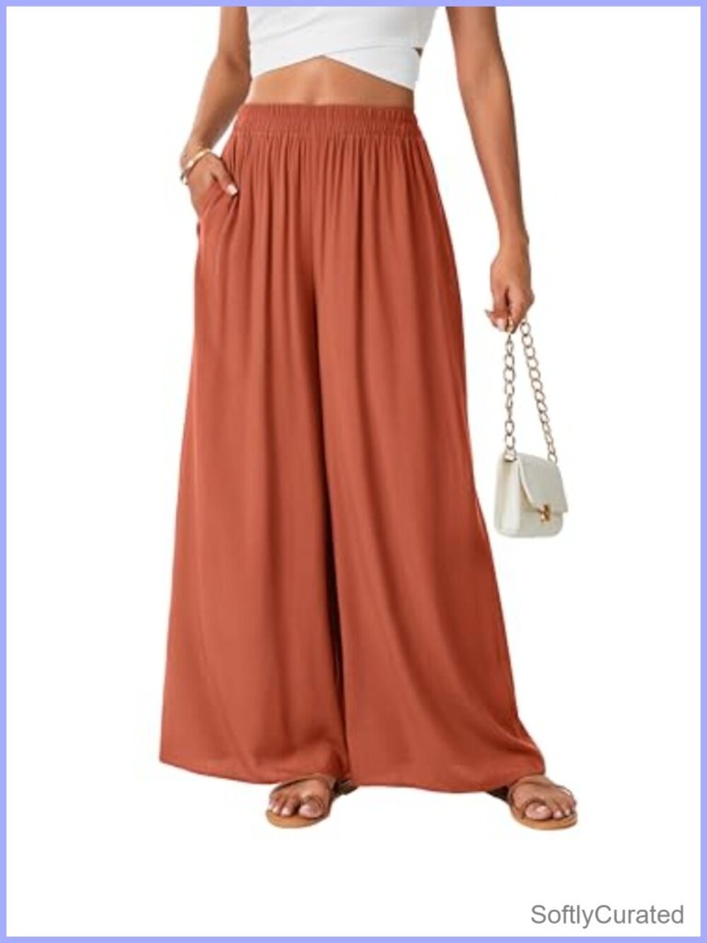 Rooscier Wide Leg High Waist Palazzo Pants with Pockets
